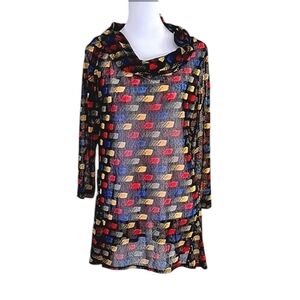 Max & Rina Print Long Sleeve Sheer‎ Tunic  Size Medium